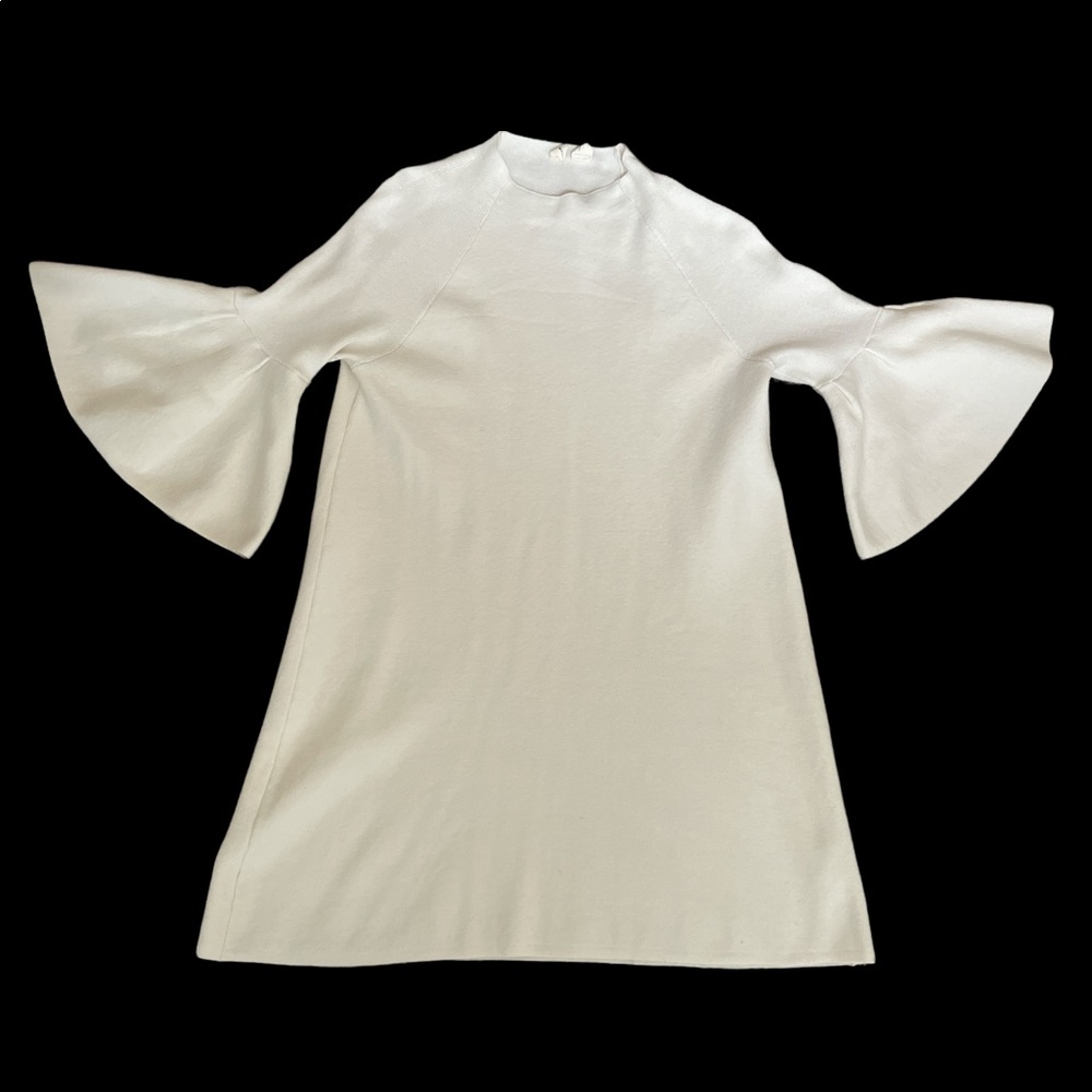 Anthropologie Cream Bell Sleeve Dress